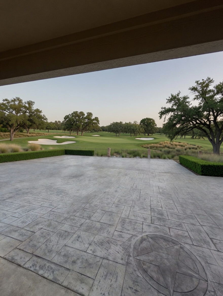 Concrete driveway contractor in Fort Worth pouring a stamped concrete driveway